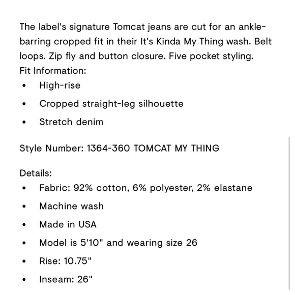 MOTHER Denim The Tomcat, Size 26, EUC - Picture 3 of 15